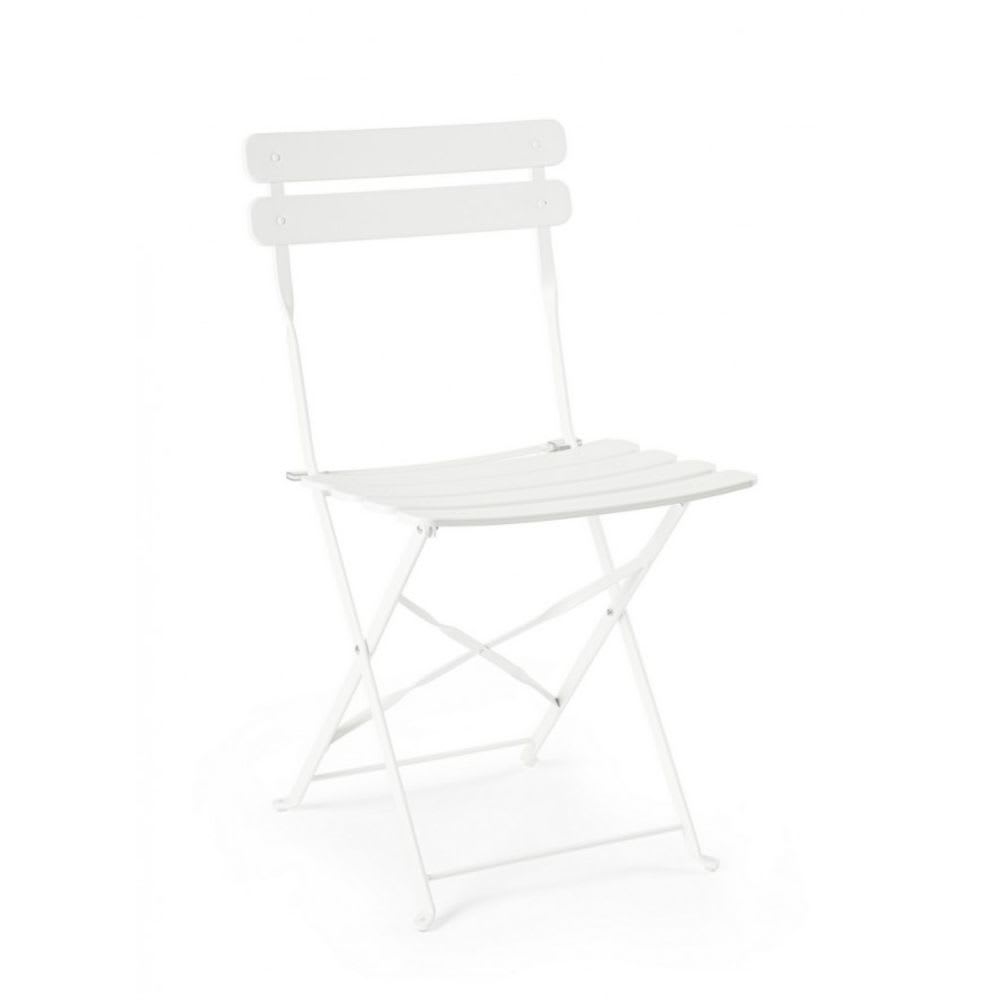 Lot+de+4+chaises+pliantes+en+acier+blanc