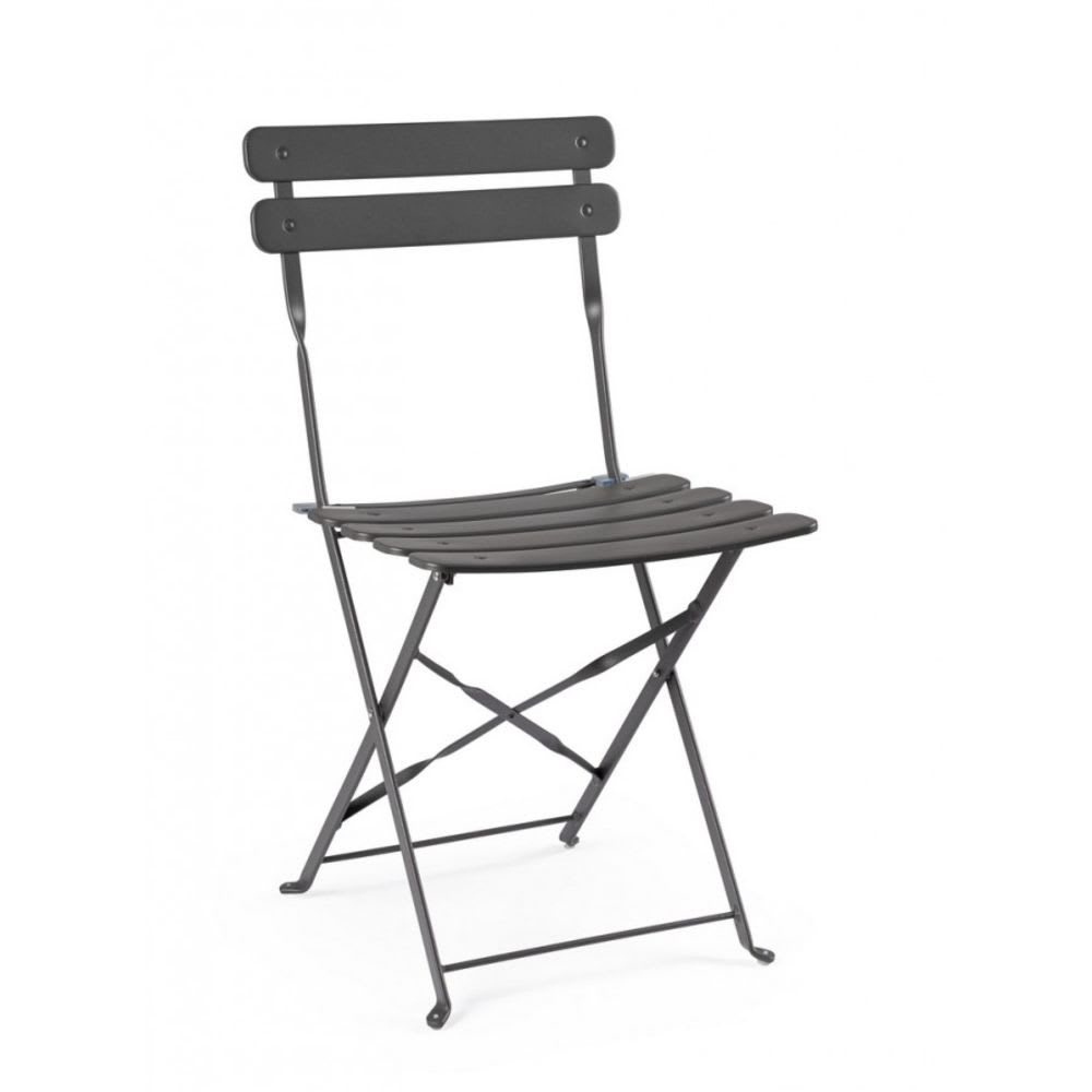Ensemble+de+4+chaises+en+acier+anthracite,+pliantes