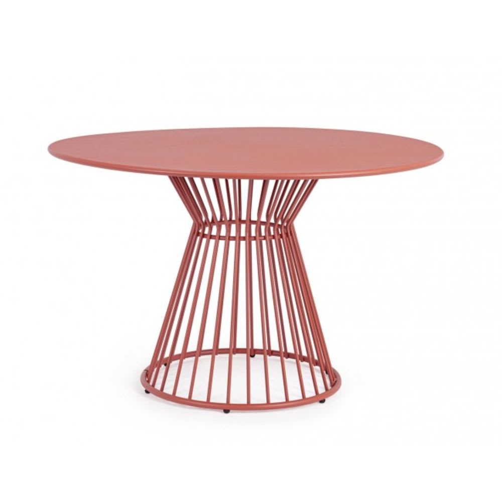 Table ronde en acier rouge Ø 120 cm