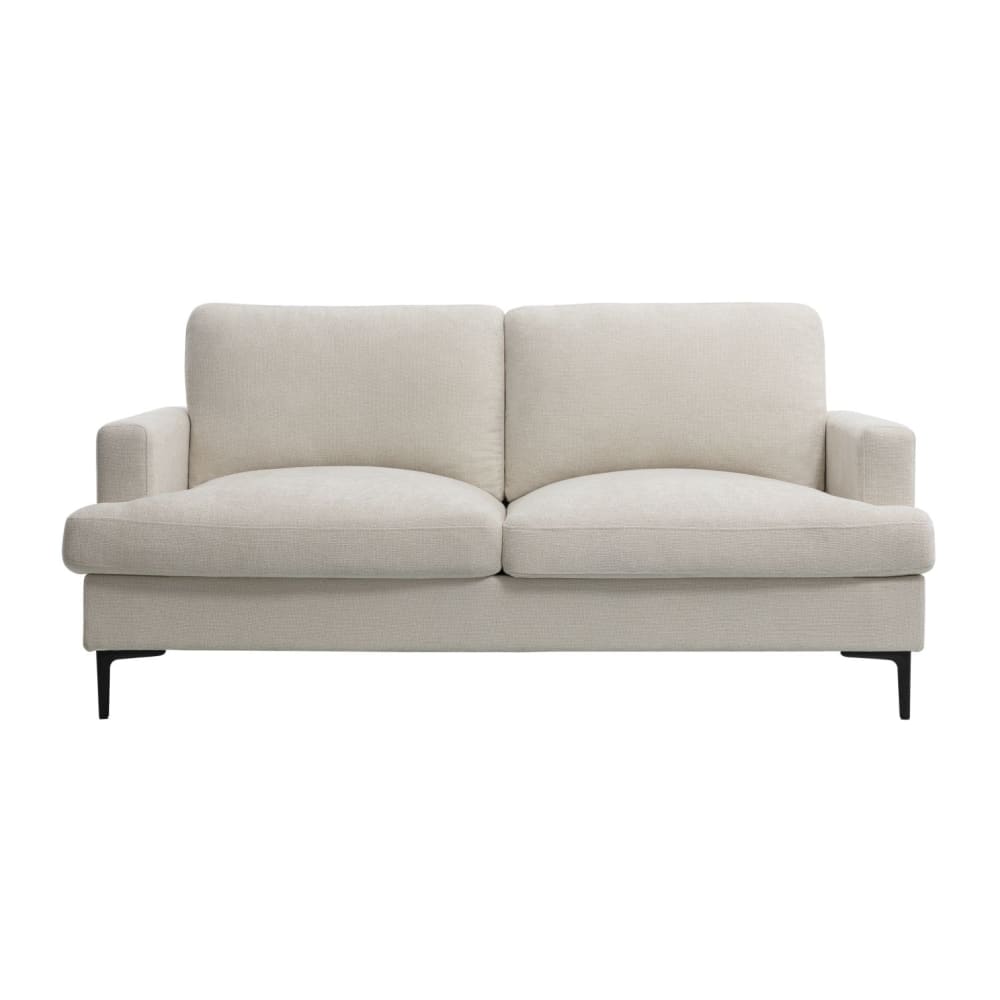 Canapé droit 3 places en tissu beige pieds métal