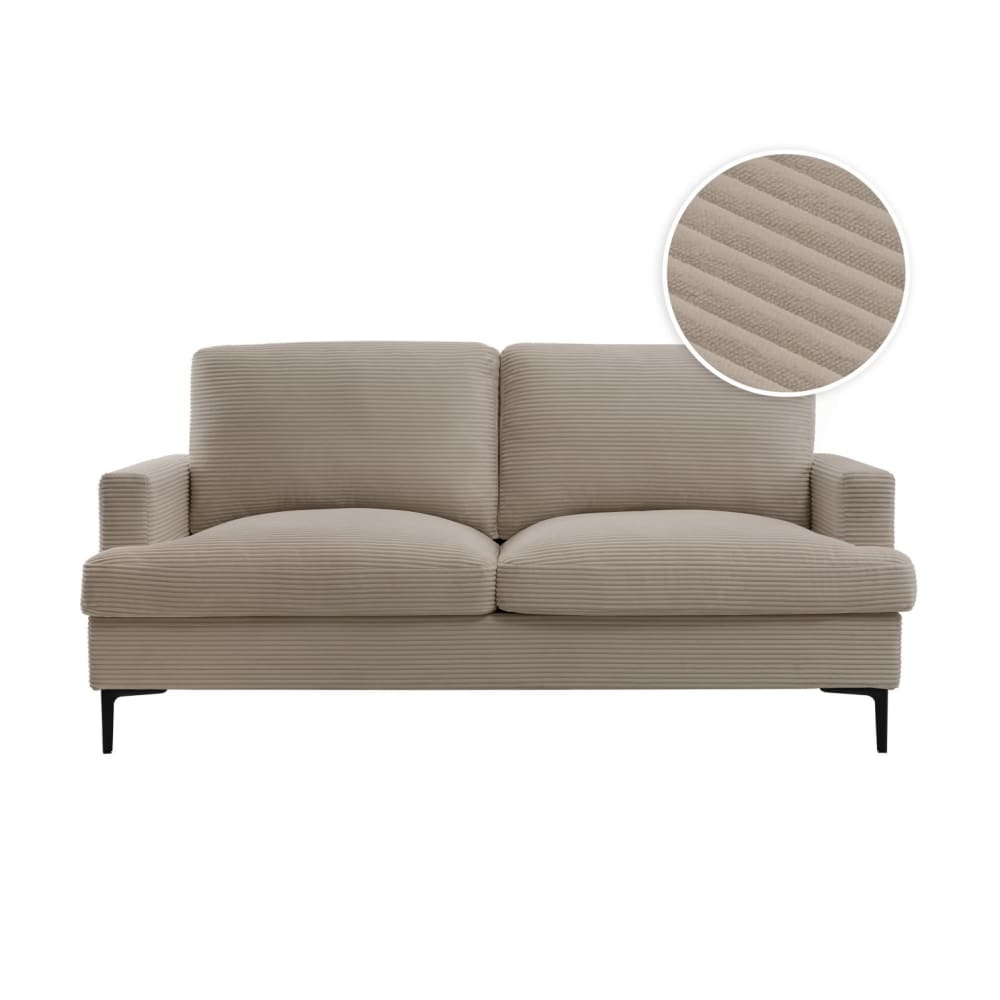 Canapé droit 3 places en velours côtelé taupe