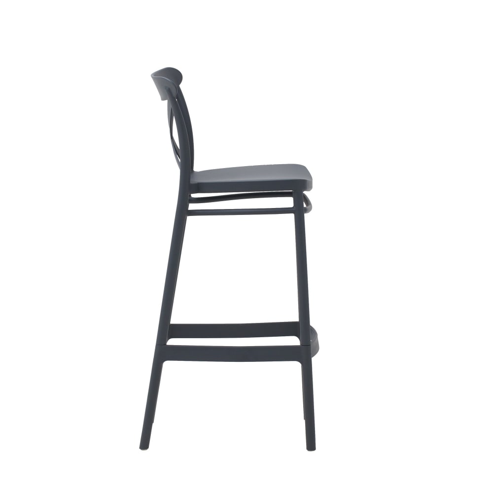 Lot de 4 tabourets en polypropylène anthracite