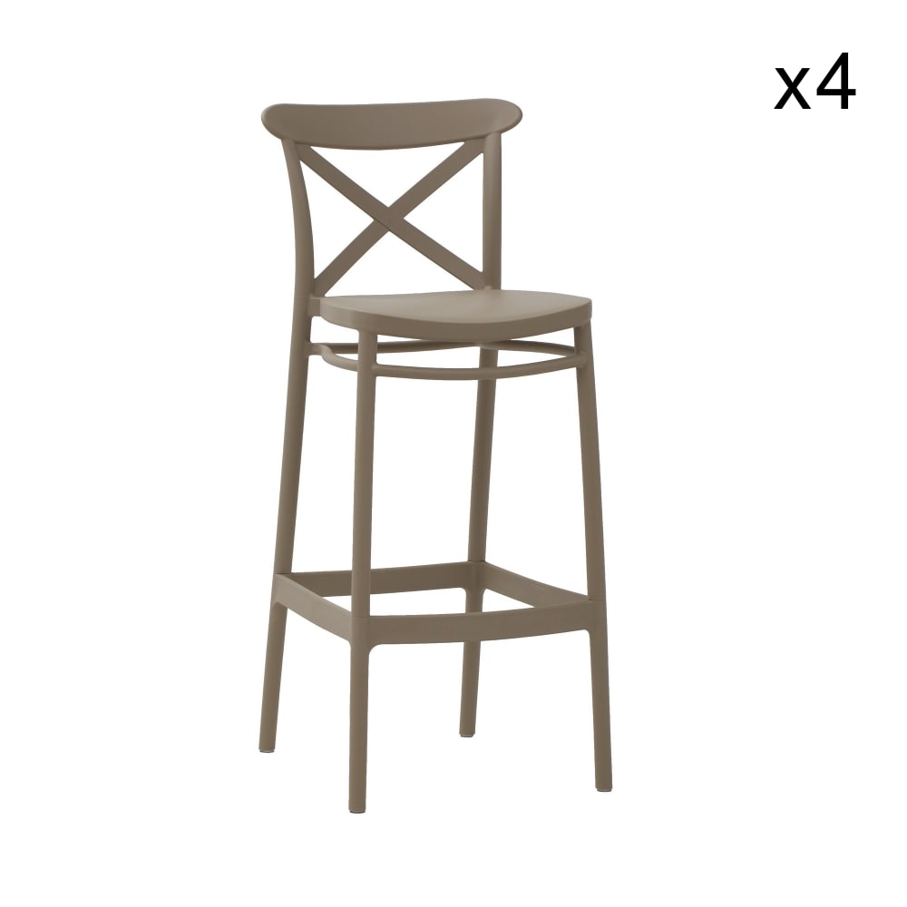 Lot de 4 tabourets en polypropylène gris tourterelle