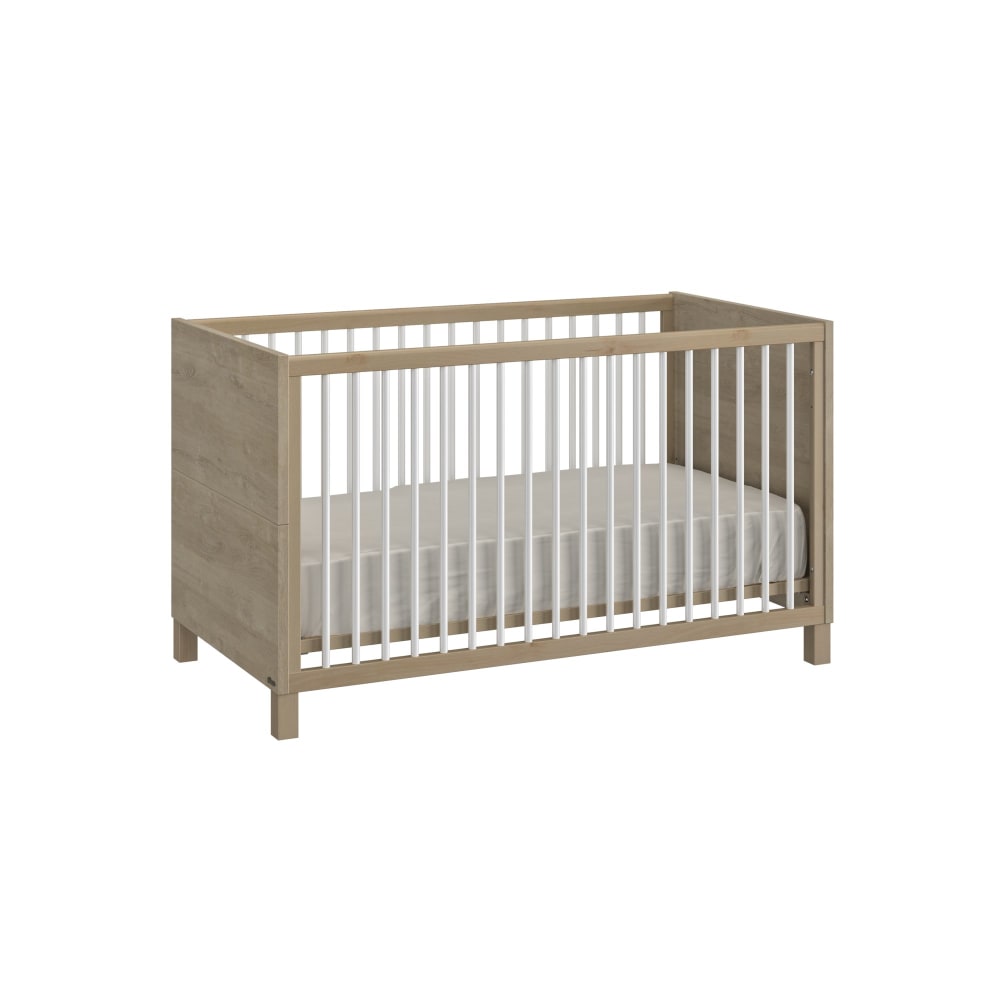 Lit bébé évolutif achille 70cm x 140cm effet bois chêne blond/blanc (Galipette) - Image 1