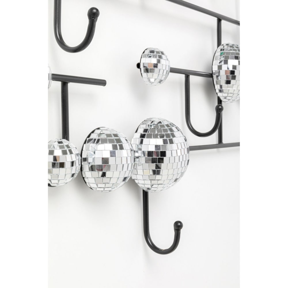 Wandgarderobe mit 6 Haken aus Stahl und Glas, silber - Maisons Du