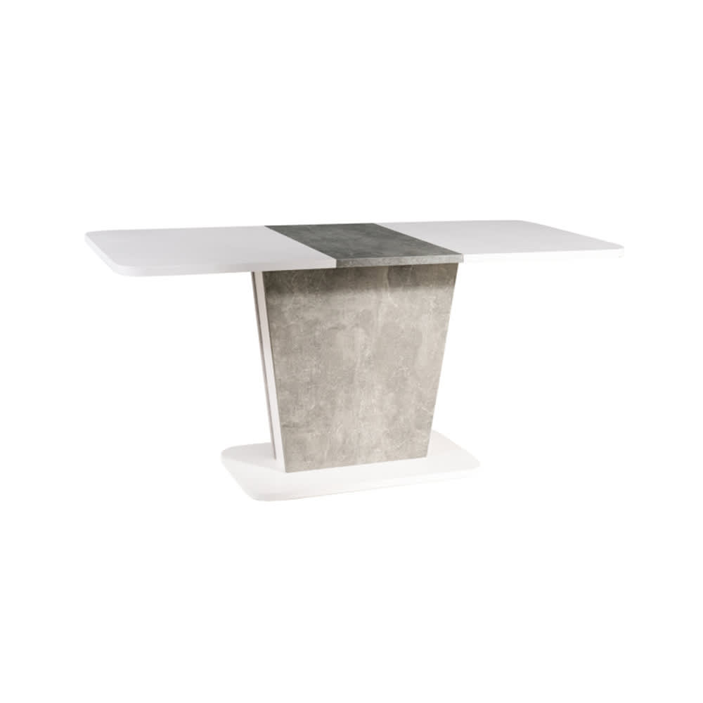 Feldmann-Wohnen Esstisch ausziehbar aus Spanplatte, 110-145x68x76cm, weiß / beton style modern Grau Spanplatte