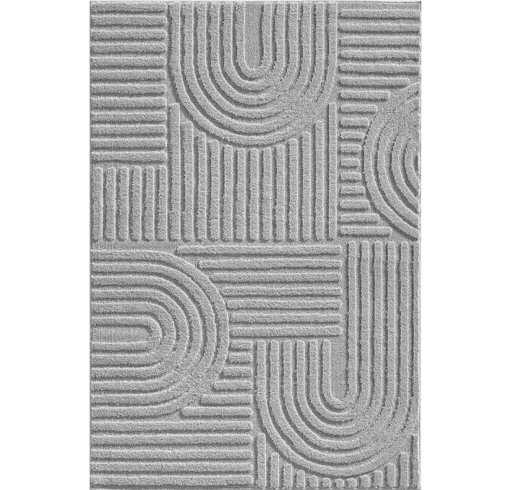 Tapis couloir à relief géométriques Gris 80x150cm