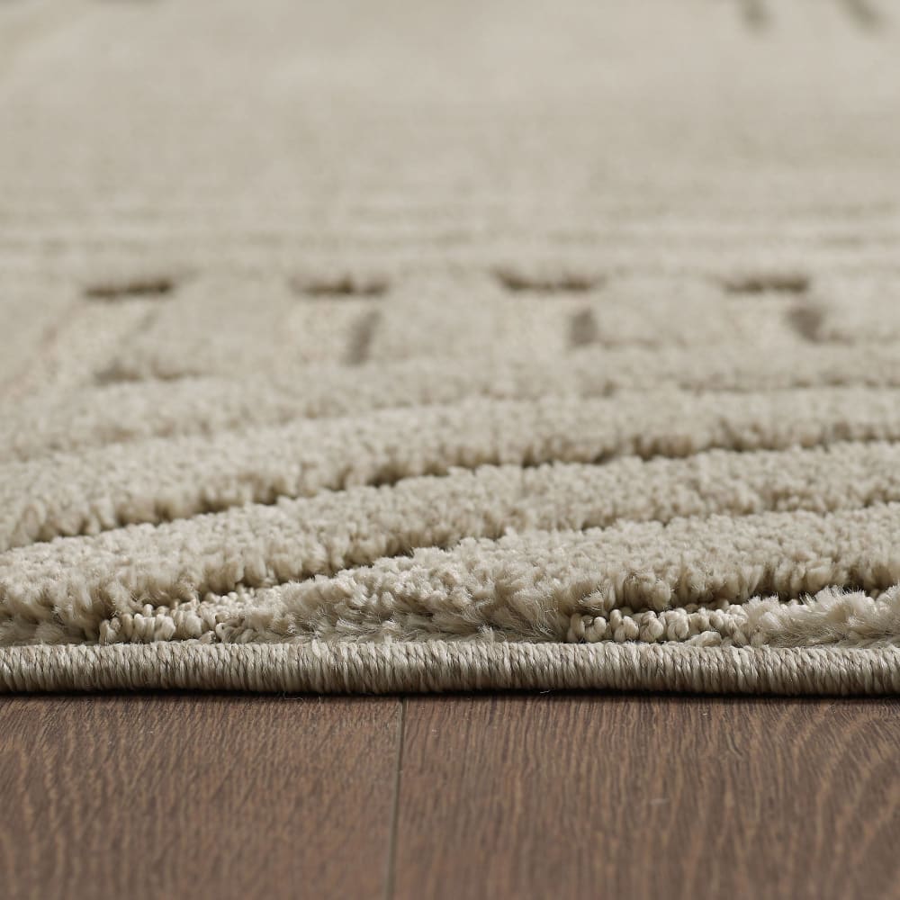 Tapis rond à relief géométriques beige 80x80cm — vue 4
