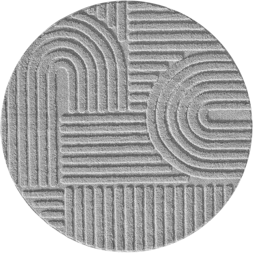 Tapis rond à relief géométriques Gris 80x80cm