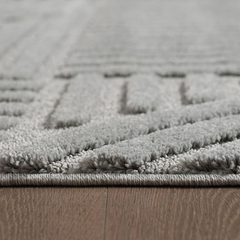 Tapis rond à relief géométriques gris 80x80cm — vue 4