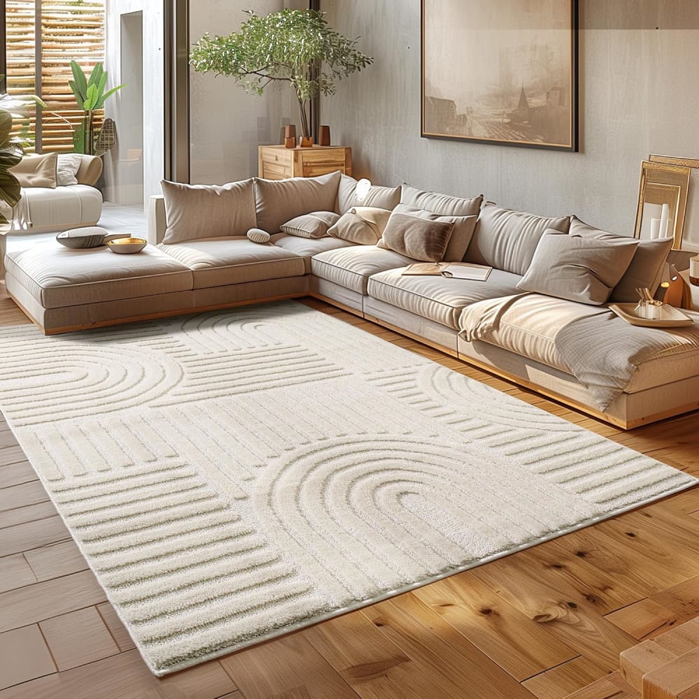 Tapis à relief géométriques crème 280x370cm — vue 3