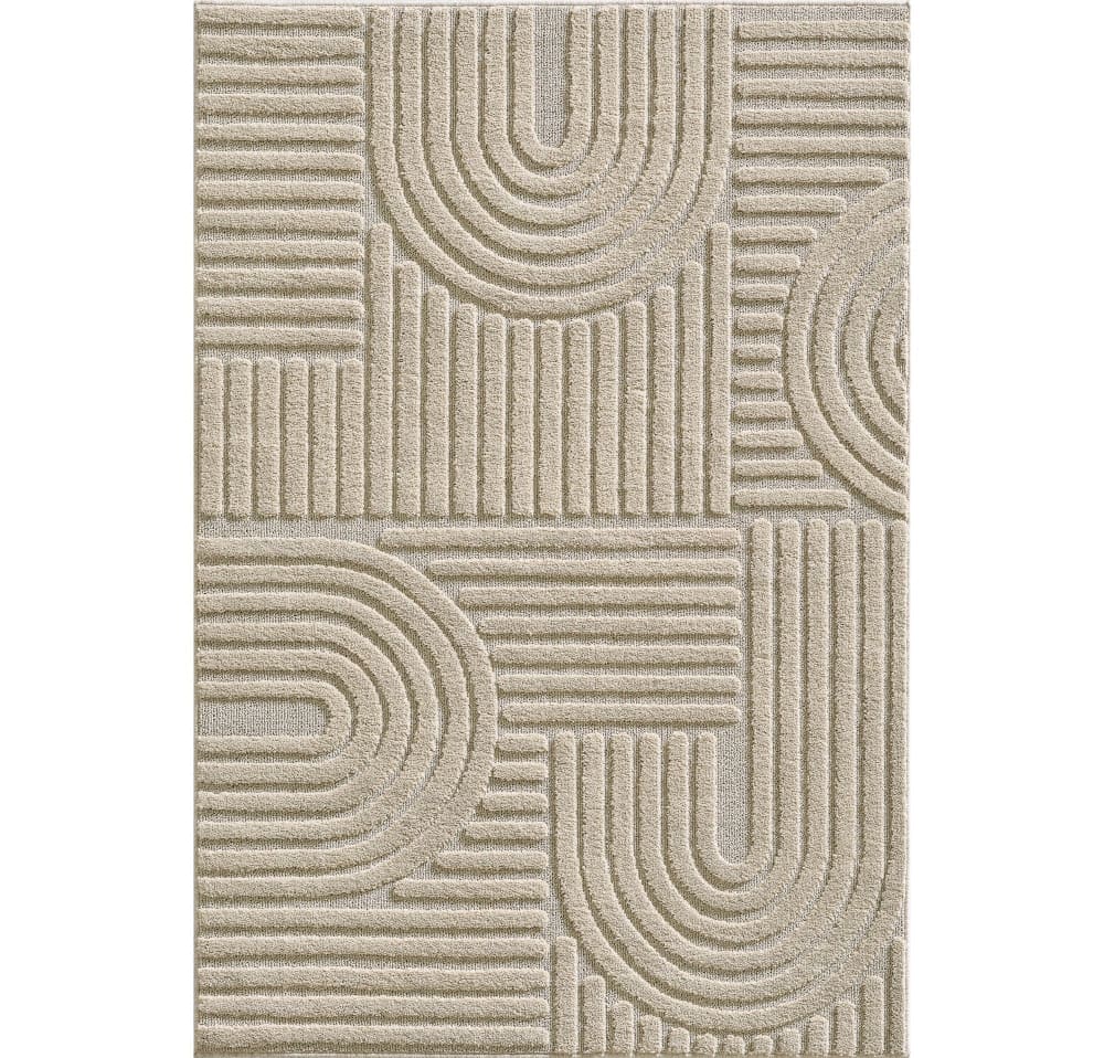 Tapis couloir à relief géométriques Beige 80x150cm
