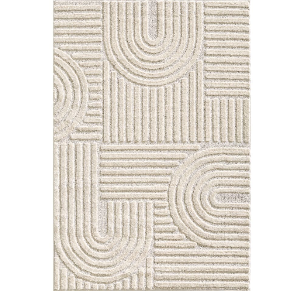 Tapis couloir à relief géométriques Crème 80x250cm
