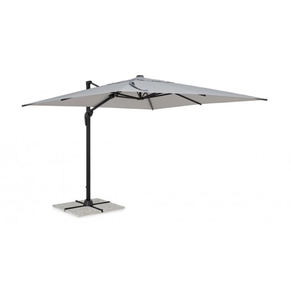 Parasol avec mât en aluminium et toile grise 3x3