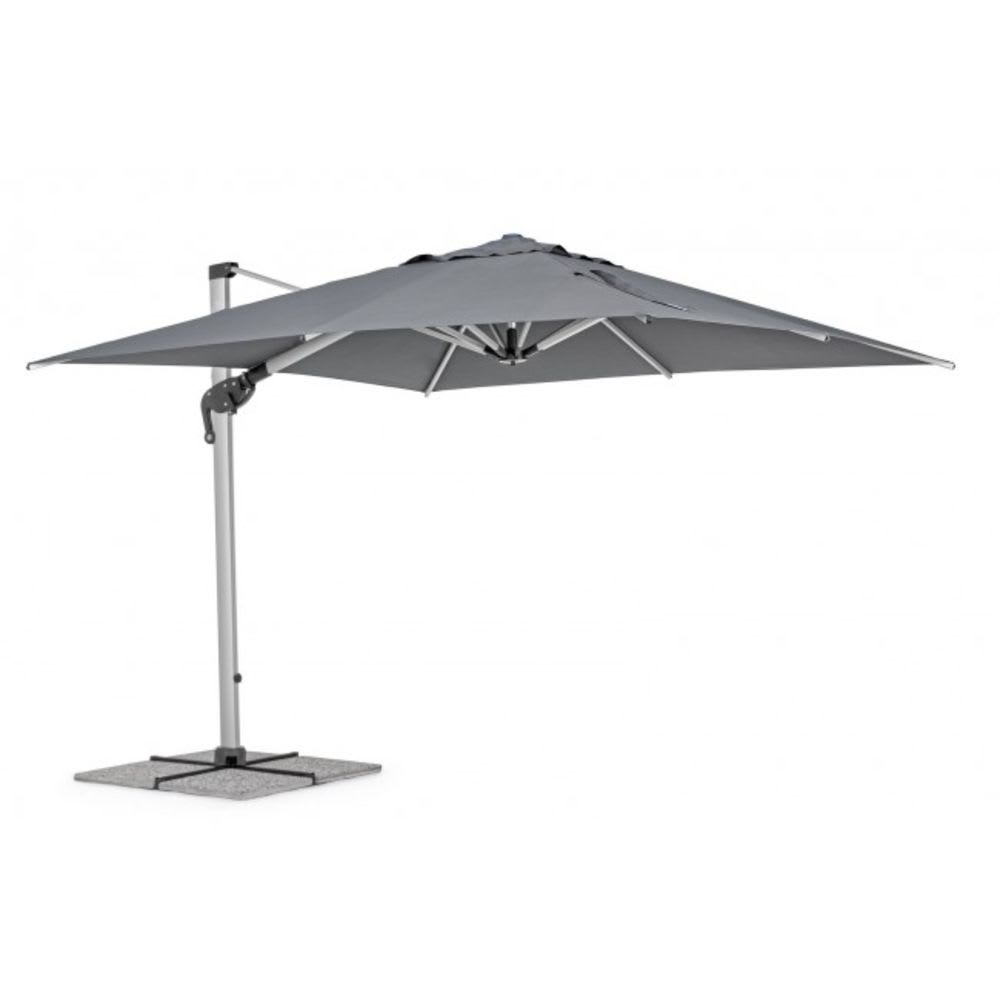 Parasol avec bras en aluminium anodisé et toile gris foncé 3x3