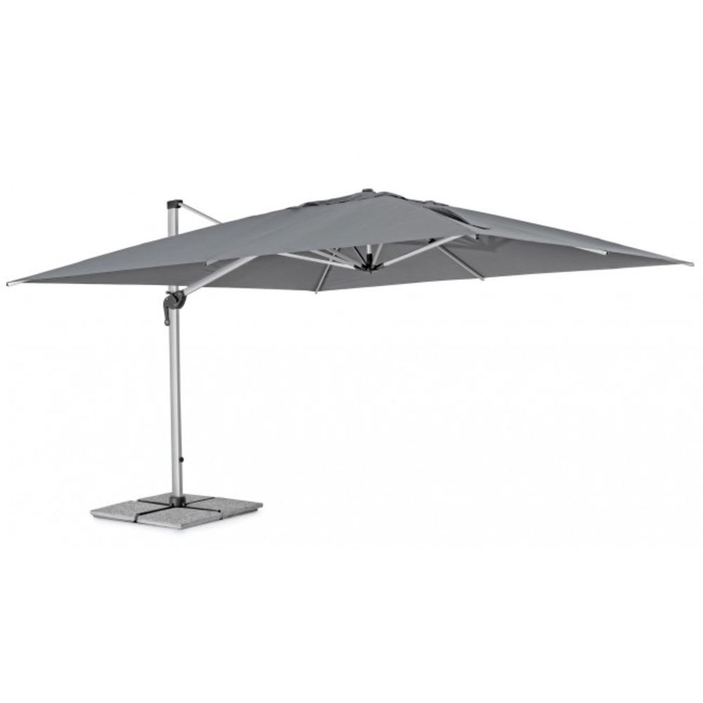 Bras de parasol en aluminium anodisé et tissu gris foncé 4x4