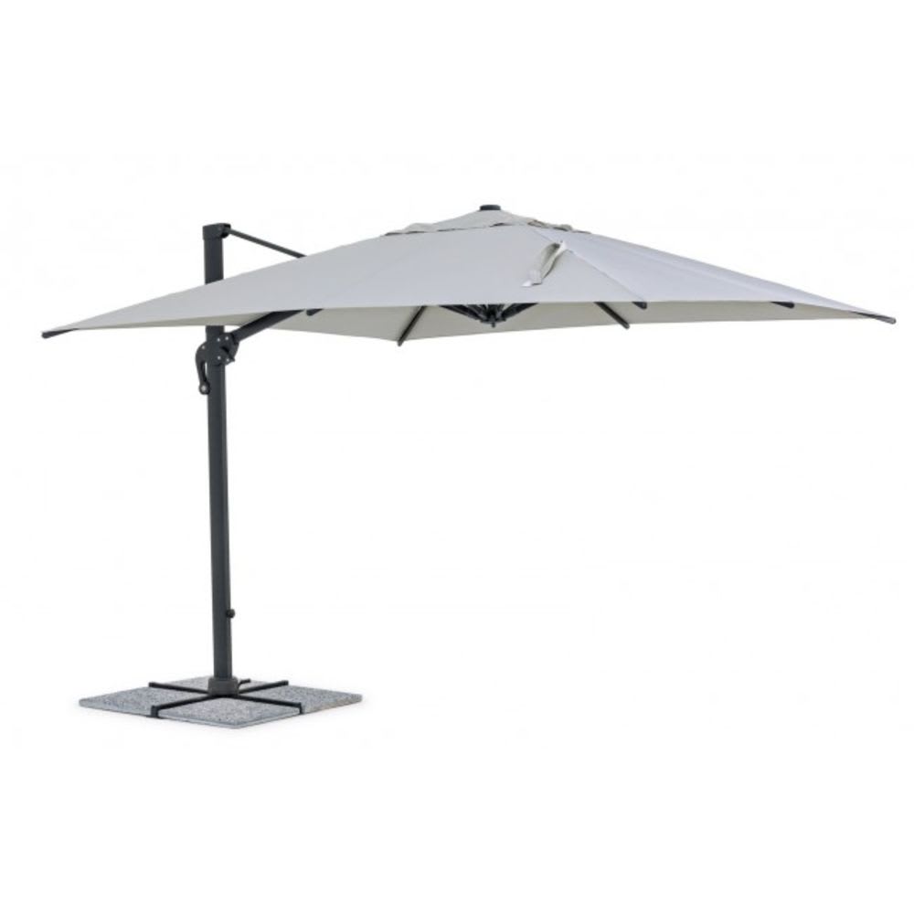 Parasol avec mât central en aluminium anthracite et toile gris 3x3