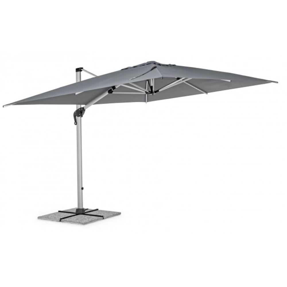 Parasol avec mât en aluminium anodisé et toile gris foncé 3x4