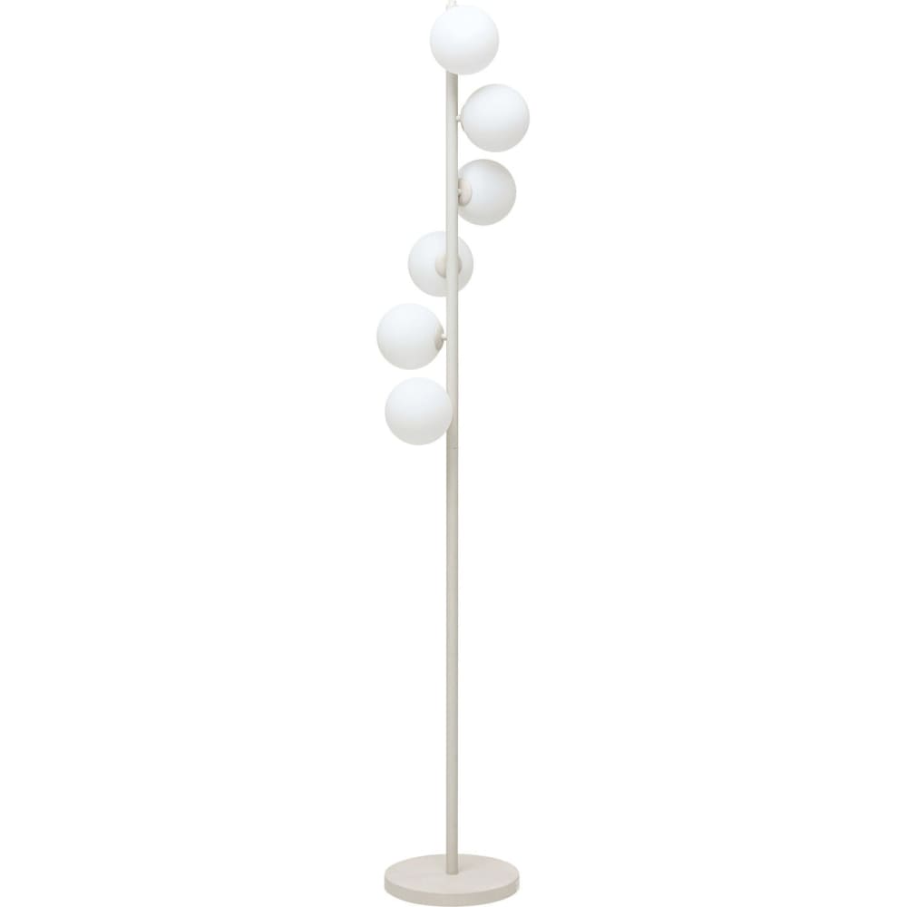 Kare Design Stehleuchte mit 6 Kugelschirmen aus Glas, greige, H160cm style modern Beige Glas
