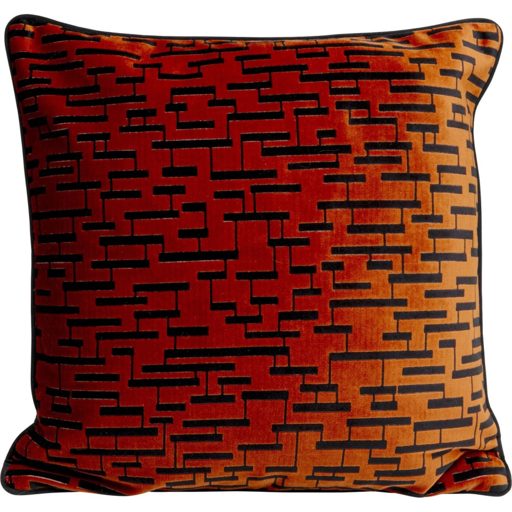 Kare Design Kissen mit grafischem Muster, rot und braun, 45x45cm style modern orange Samt