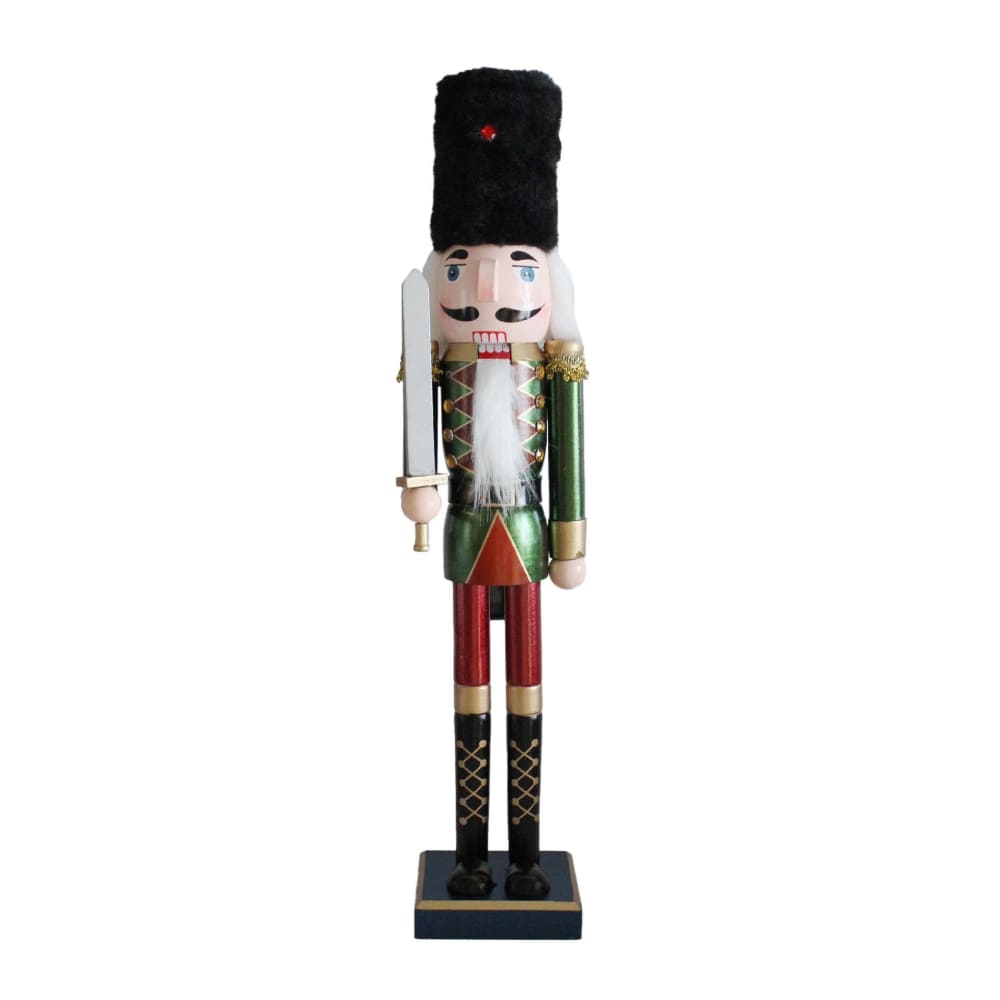 Statuette décorative casse-noisette en bois vert et rouge, H 55 cm Statuette décorative casse-noisette en bois vert et rouge, H 55 cm