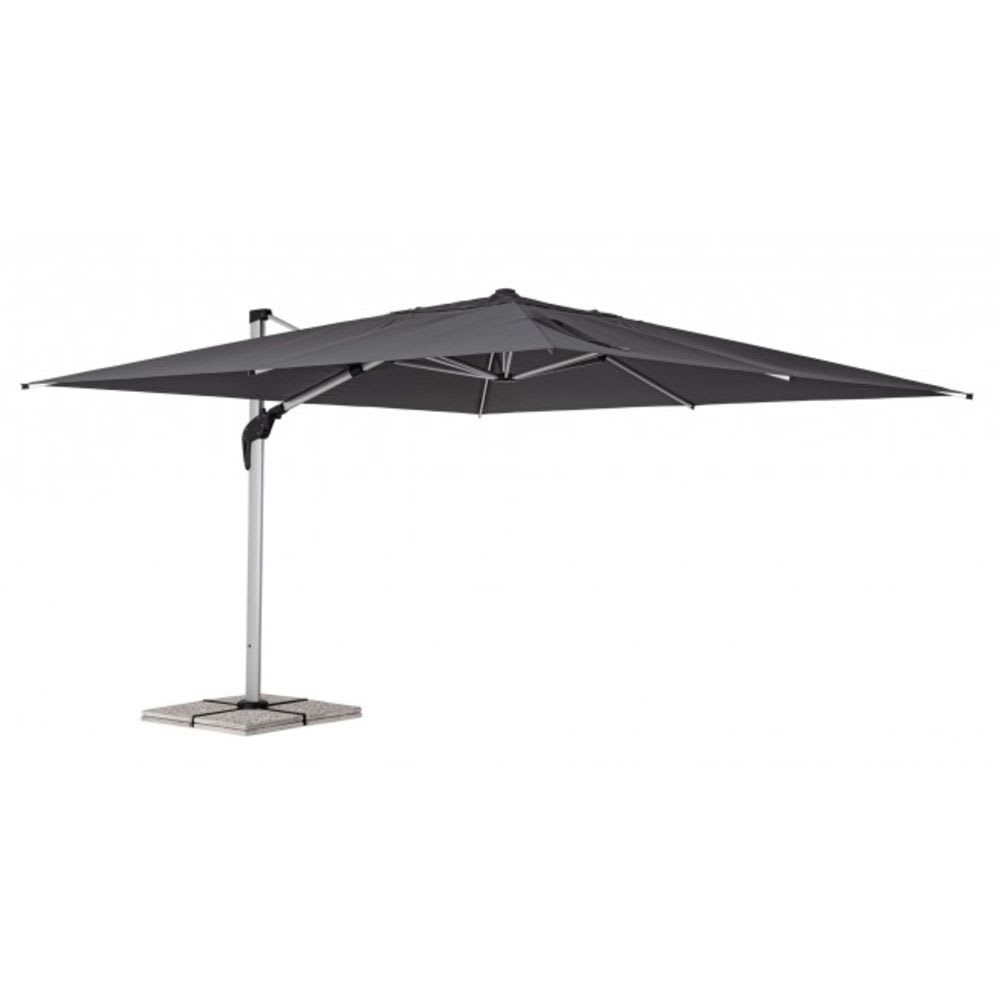 Parasol suspendu avec mât en aluminium et toile gris foncé 4x4