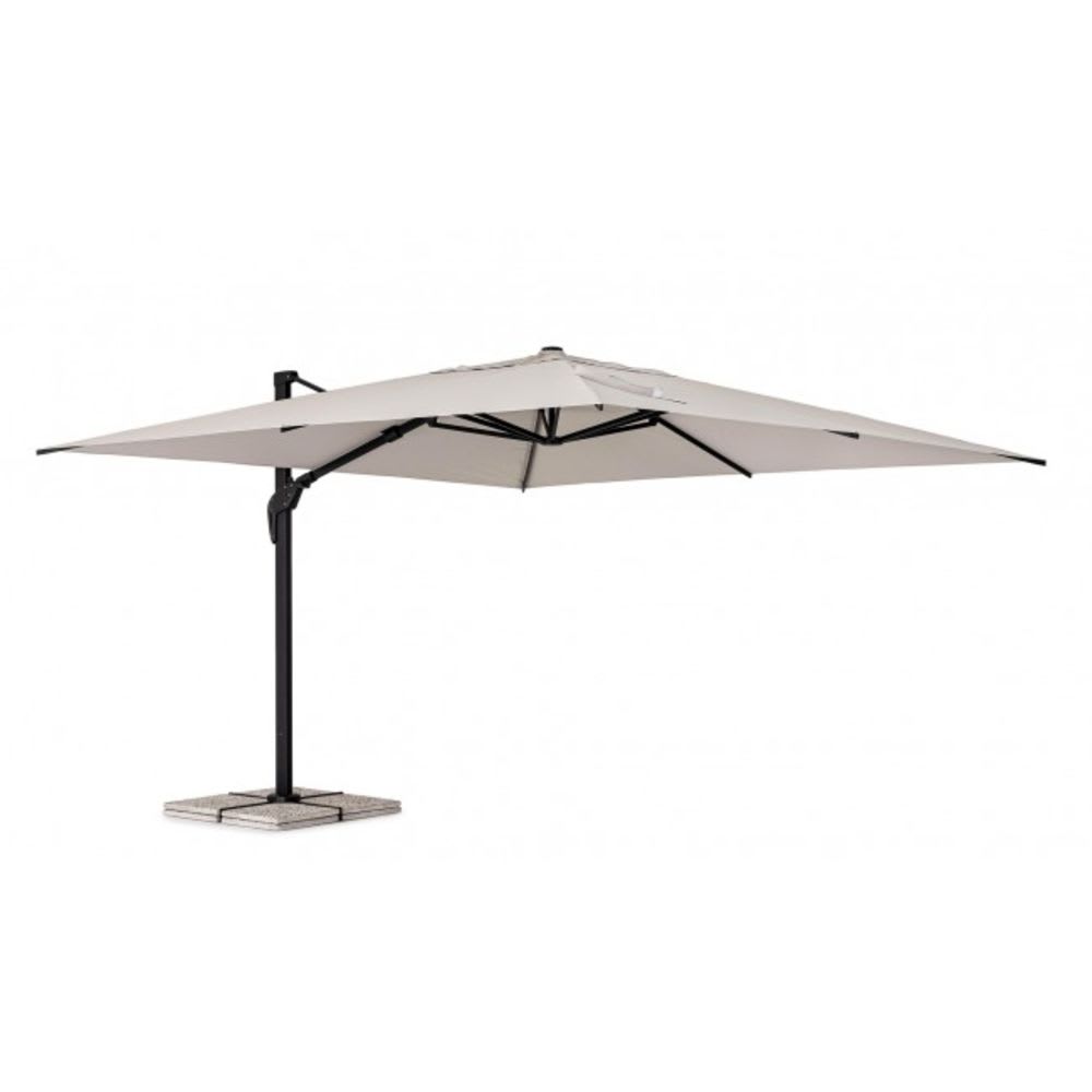 Parasol à suspension avec mât en aluminium et toile naturelle 4x4