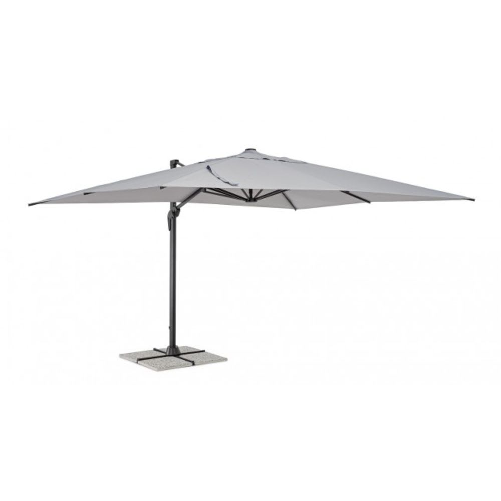 Parasol suspendu en aluminium avec mât en aluminium, toile grise 3x4