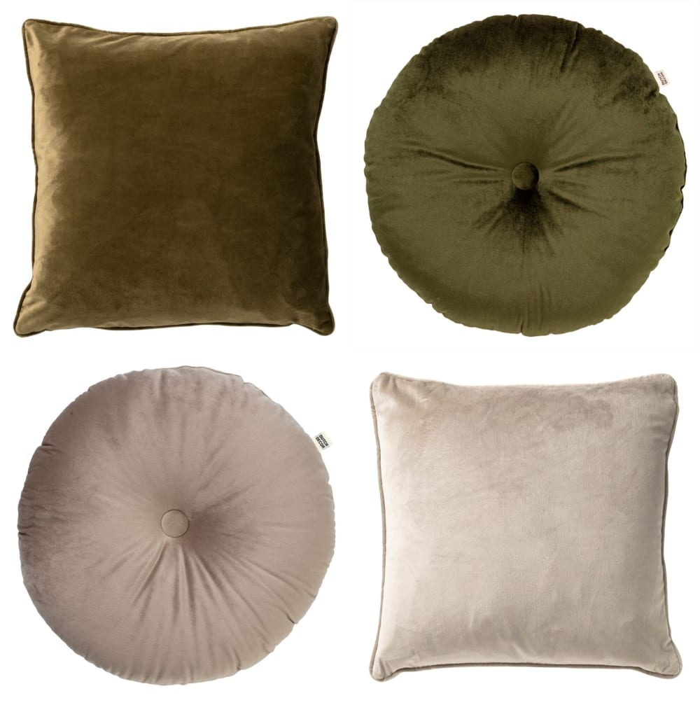 Ensemble 4 coussins - vert/beige