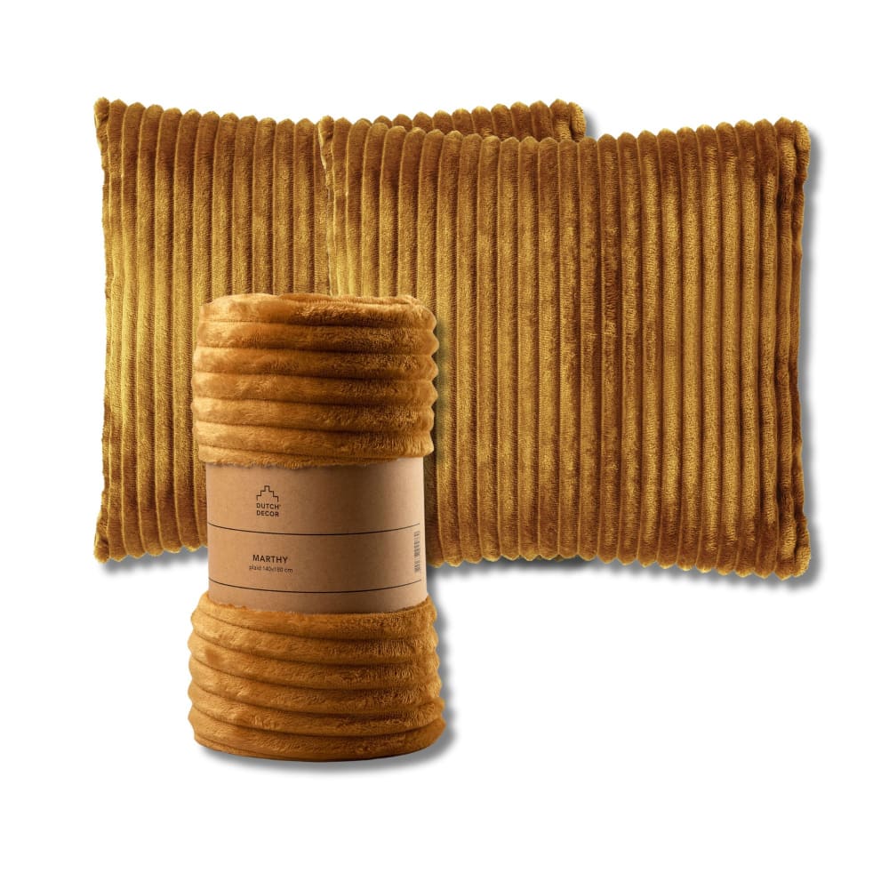 LOT PROMO - Mart & Marthy - 2 coussins 45x45 cm - 1 plaid 140x180 cm -