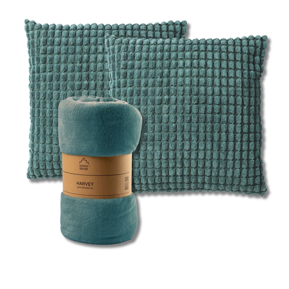 Set de 2 coussins avec plaid Vert