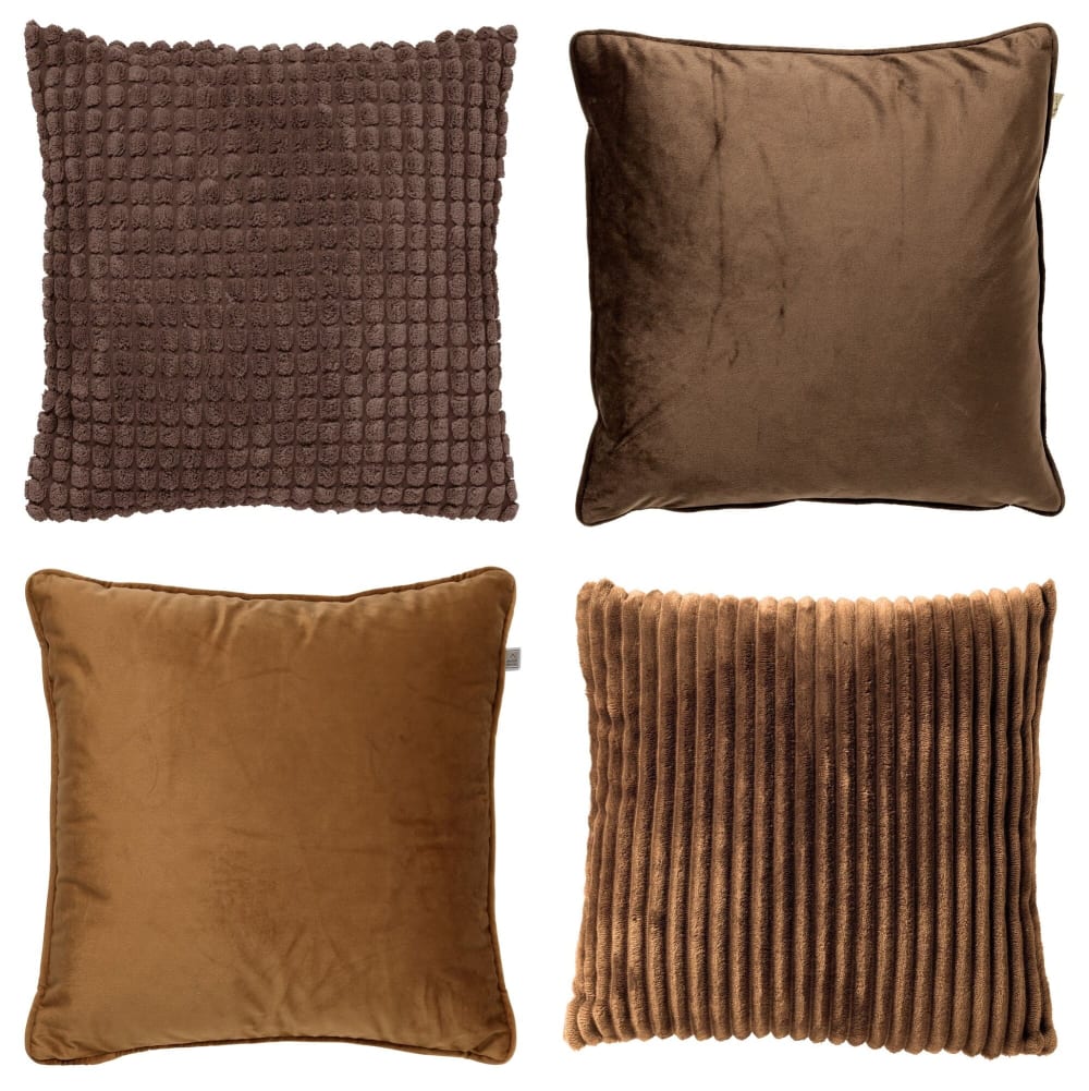 Ensemble 4 coussins - marron