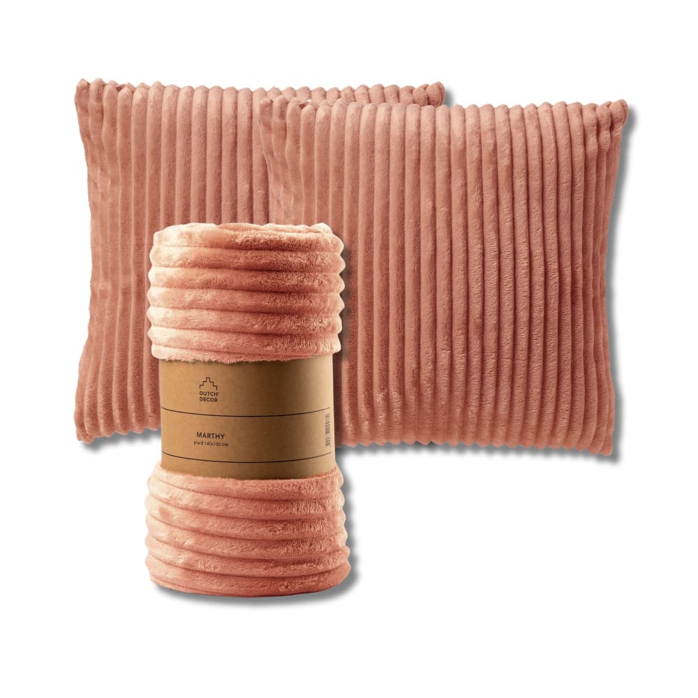 LOT PROMO - Mart & Marthy - 2 coussins 45x45 cm - 1 plaid 140x180 cm -