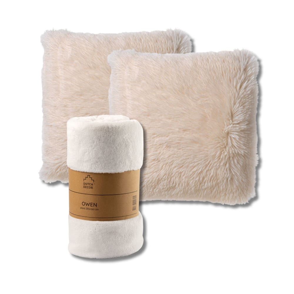 Set de 2 coussins avec plaid Blanche