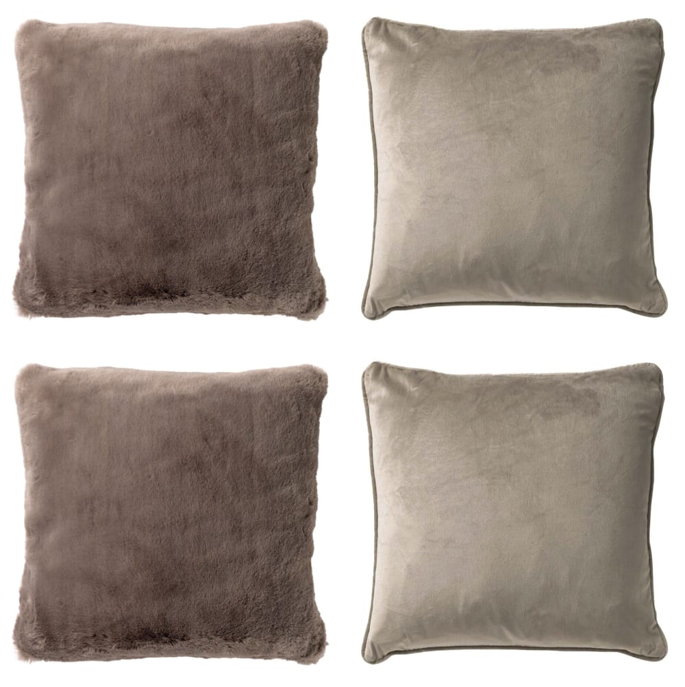 ensemble 4 coussins taupe
