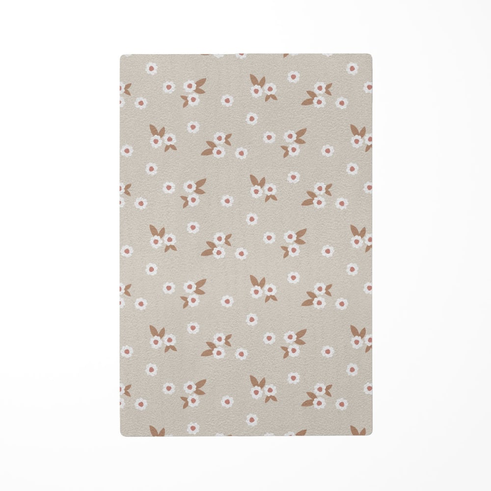 Tapis de jeu enfant  floral beige 85x130cm