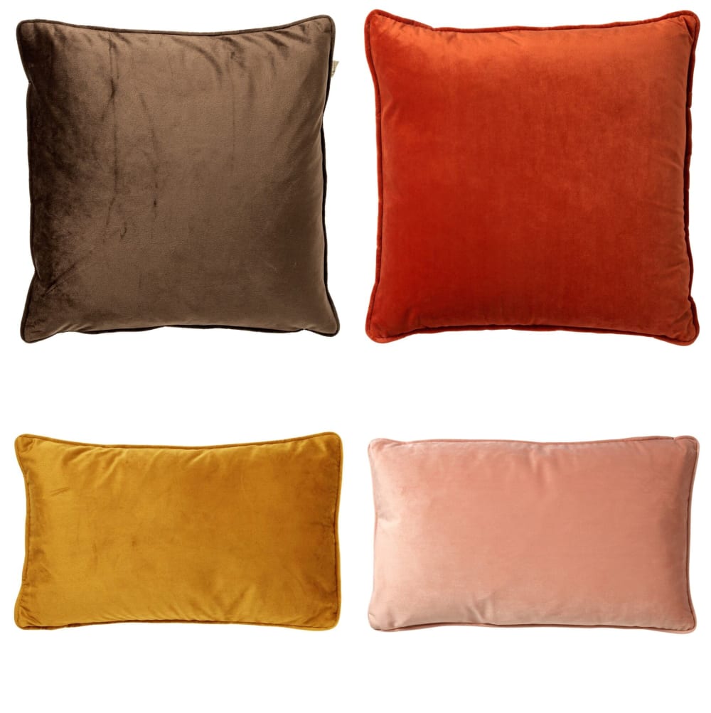 Ensemble 4 coussins - marron/orange/jaune/rose
