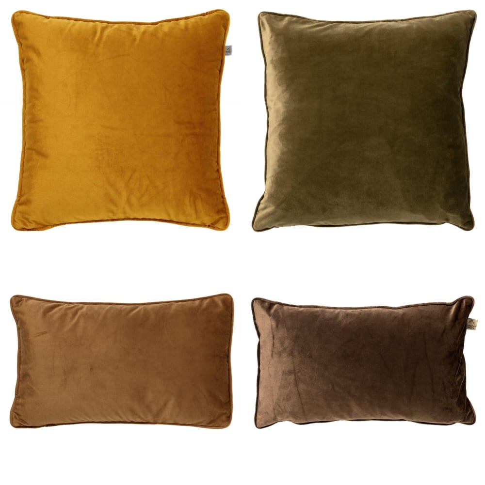 Ensemble 4 coussins - jaune/vert/marron