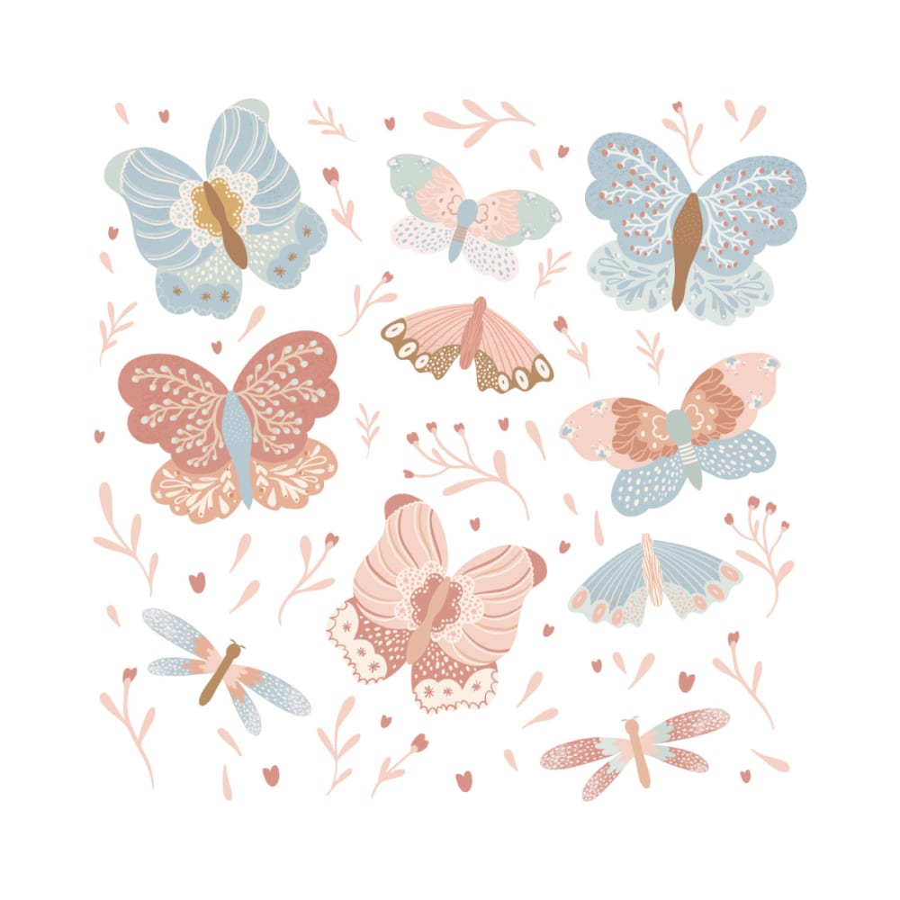 Decochic Vinylaufkleber Schmetterlinge blau und rosa MEHRFARBIG PVA - POLYVINYLACETAT Kinder