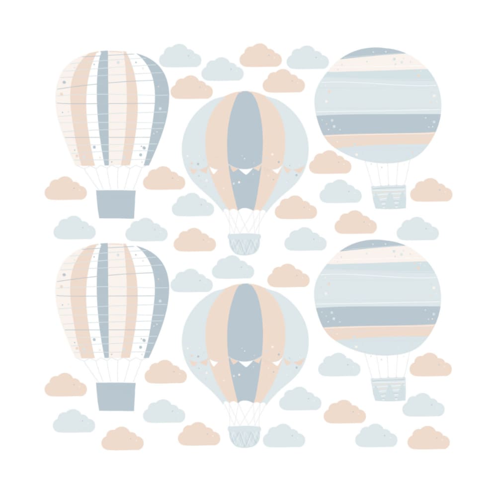 Decochic Vinylaufkleber Heißluftballons blau Pva - Polyvinylacetat Kinder