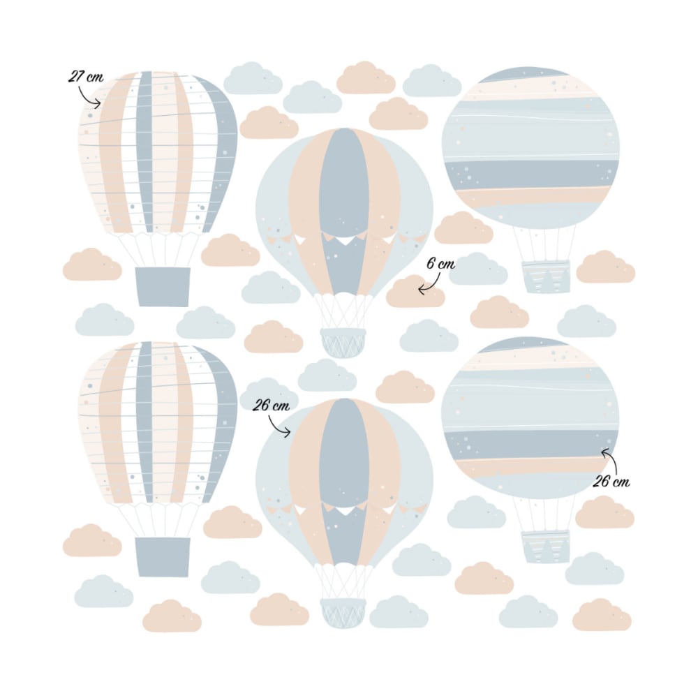 Vinylaufkleber Heißluftballons blau - Maisons Du Monde