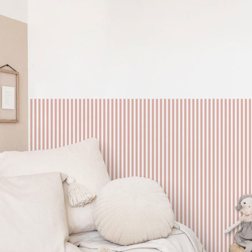 Vinylboiserie-Sticker Streifen 1 cm rosa 50x100cm (2er-Set) -