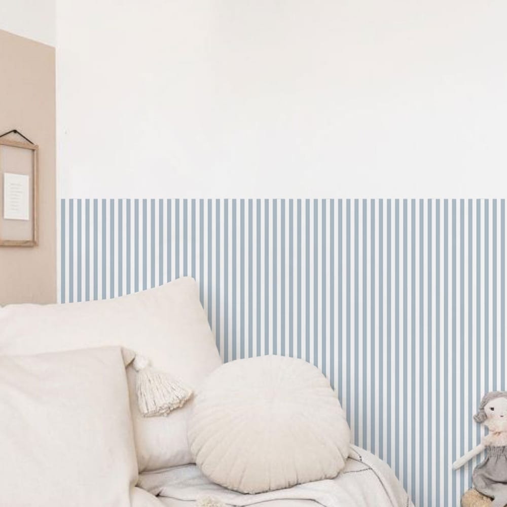 Vinylboiserie-Sticker Streifen 1 cm blau 50x100cm (2er-Set) -
