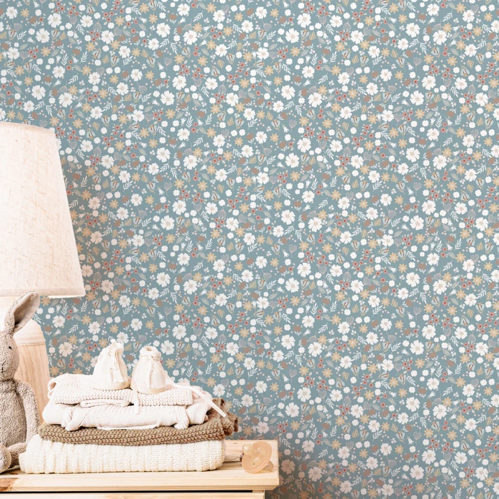 Decochic Selbstklebende Vinyltapete Blümchen blau 50x300 cm - Pva - Polyvinylacetat