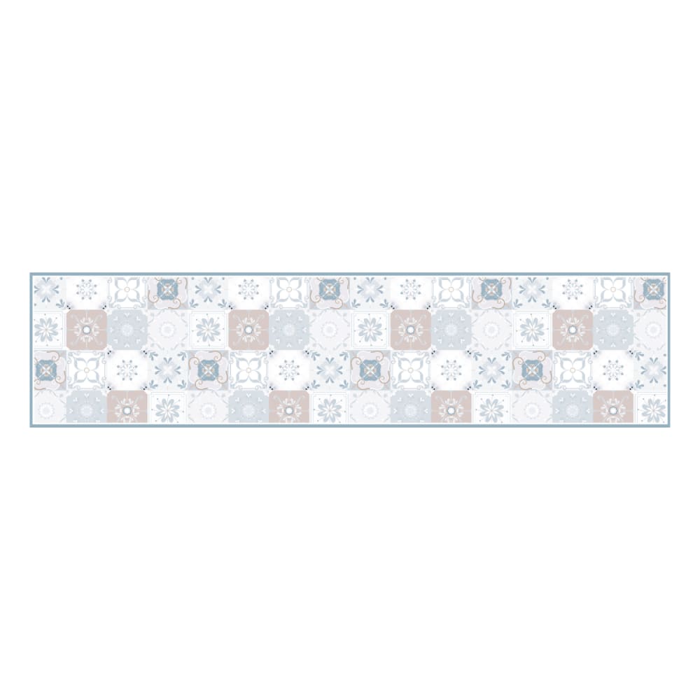 Tapis vinyle carreaux vintage bleu taupe 48x198 cm — vue 3