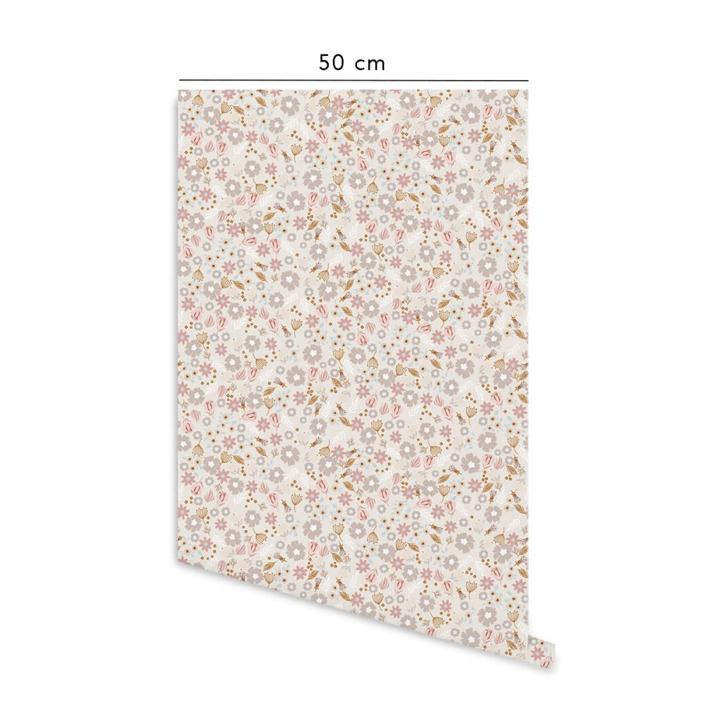Papier peint vinyle adhésif fleurettes crème 50x300 cm — vue 3