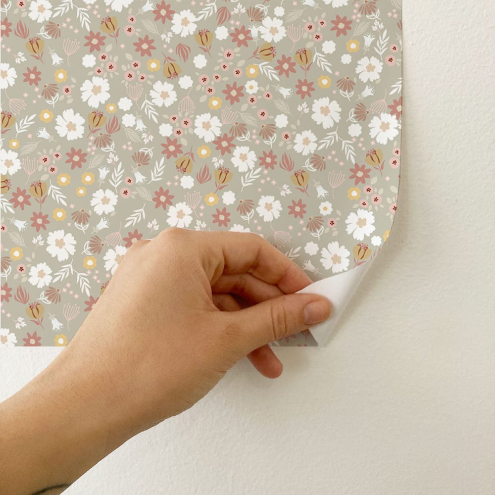 Papier peint vinyle adhésif fleurettes vert 50x300 cm — vue 4