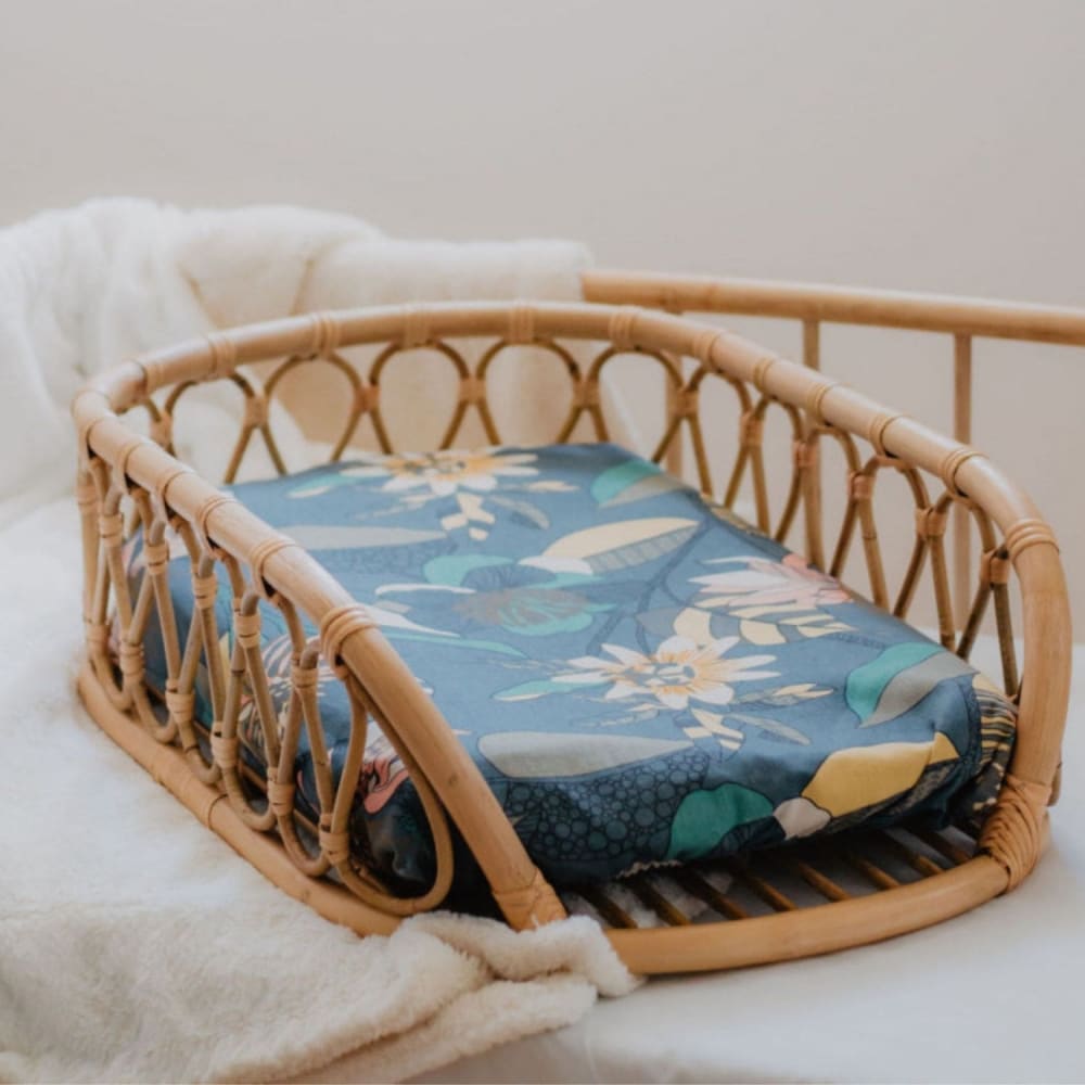 Panier à langer avec matelas rotin naturel 20 x 70 cm