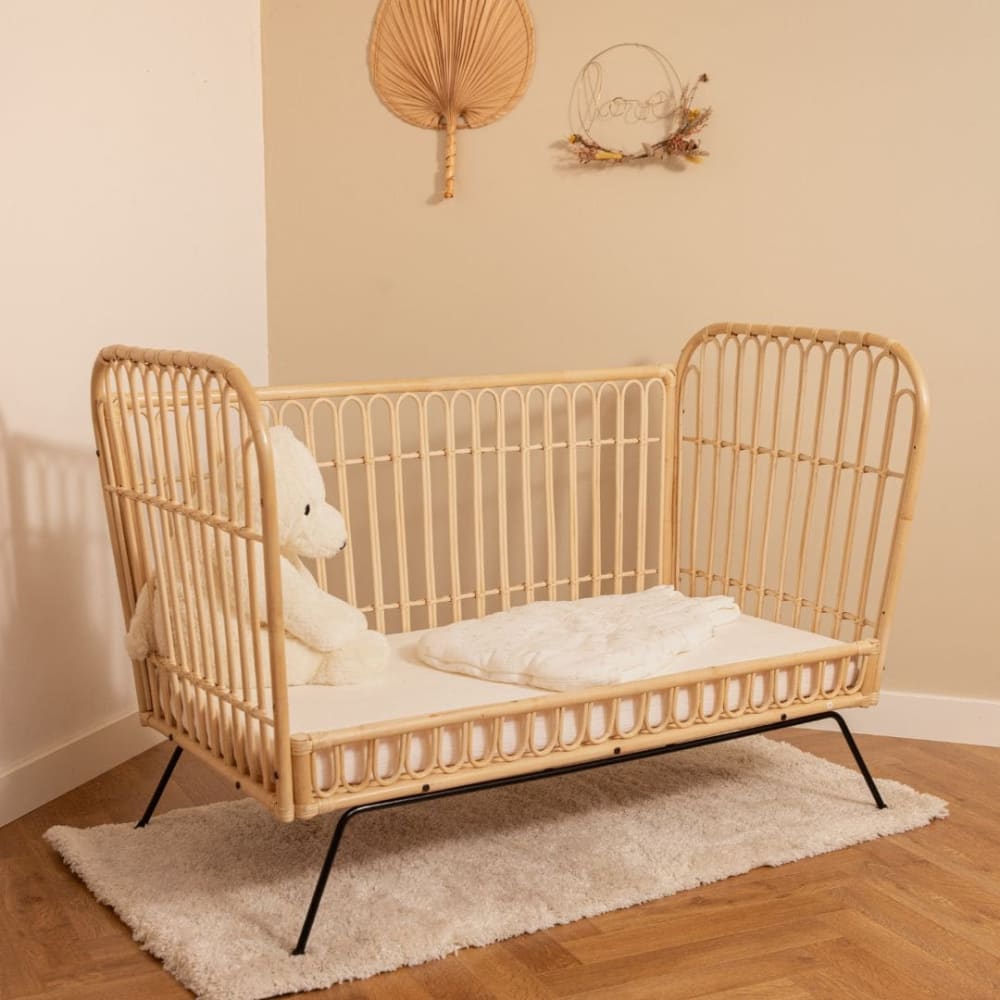 Lit bébé rotin noir 90 x 137 cm