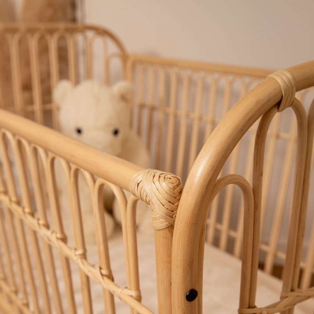 Lit bébé rotin noir 90 x 137 cm - image 2
